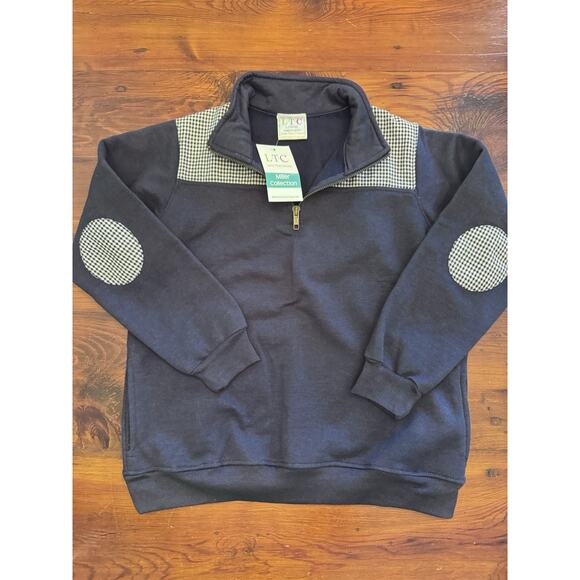 Love That Cotton Navy Blue Pull Over Gingham Details Quarter Zip Girls 10-12 NWT - Picture 1 of 9